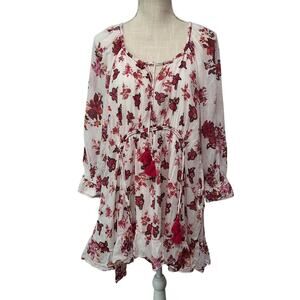 Free People Camella Dress Women S* Floral Romantic Boho Pullover Blouson Mini